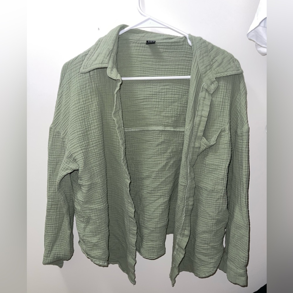 SHEIN Light Green Linen Top